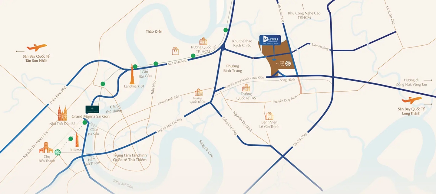 Bản đồ kết nối Masteri Cosmo Central