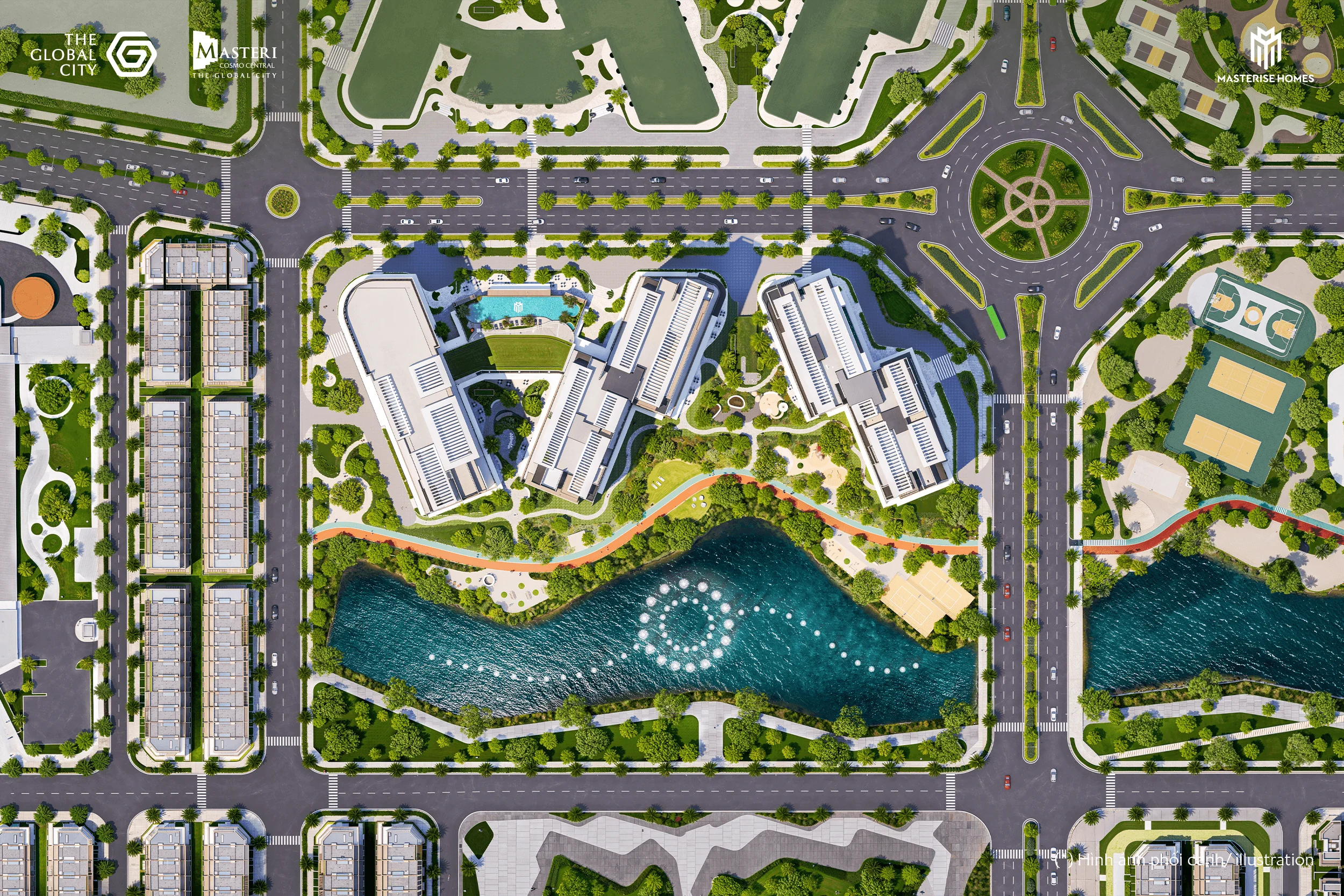 Phối cảnh Masteri Cosmo Central nhìn ra cảnh quan